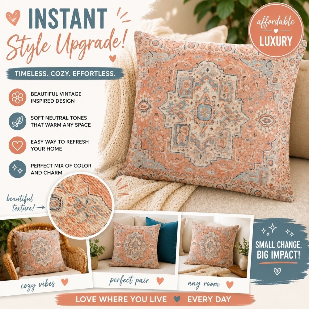 Medallion Throw Pillow Covers‎ (2) Neutral Textured Boho Decorative Pillows